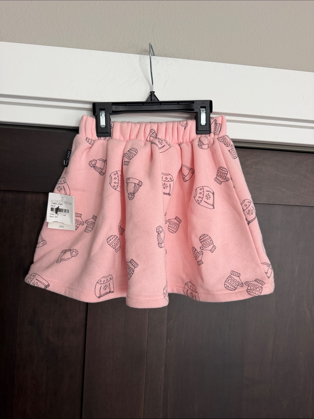 Tiny Tribe Girls' Cozy Pink Fleece Skirt with Winter Icon Print size 5